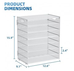 Marbrasse 종이 정리함 편지 트레이, 손잡이가 있는 8단 메쉬 파일 정리함, 홈 사무용품용 종이 분류기 책상 정리함 - 흰색