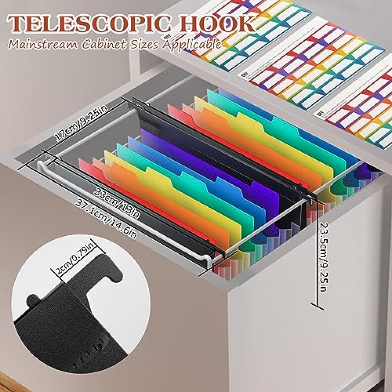 A4, 편지 및 법률 용지 서류 캐비넷, 파일 캐비넷 정리함, 플라스틱 걸이용 폴더 3팩 걸이 폴더 7개의 포켓 Accordian 분배기 폴더 학교 홈 오피스용 멀티 컬러 탭