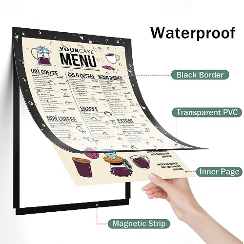 XvmeiMym 자석 간판 홀더 8.5 x 11in - 포스터, 편지, 문서, 종이 표시용 자석 액자 - 벽, 문, 창문 접착 또는 냉장고용 자석 - 3개