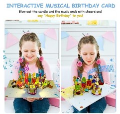 Ecloverlife 뮤지컬 생일 카드, 여성, 어린이, 남성, 소년, 소녀를 위한 조명이 포함된 풍선 팝업 개 생일 카드