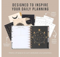 Happy Planner 2024 일일 플래너, 디스크 바인딩 12개월 일일, 주간 및 월간 플래너, 2024년 1월~12월, 빅 플래너, 대시보드 레이아웃, 스타 러버 테마, 8 1/2인치 x 11인치