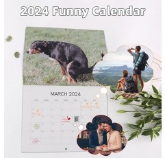2024 Calander丨Dogs Pooping in Beautiful Places Calendar 2024 벽걸이 달력, 재미있는 벽 예술 개그 유머 선물 친구를 위한 장난 달력 (A)