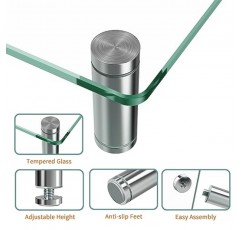 Ergofocus 듀얼 모니터 스탠드 라이저, 강화 유리 컴퓨터 모니터 라이저, 2개 모니터용 투명 유리 모니터 라이저, 컴퓨터, 노트북, PC, iMac용 길이 및 각도 조절 가능 모니터 스탠드 라이저
