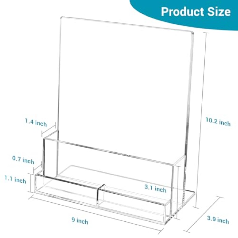 BEYGORM 아크릴 플라이어 홀더 8.5 x 11 명함 홀더 포함, 디스플레이용 투명 플라이어 스탠드 2개, 무역 박람회용 브로셔 홀더, 팜플렛, 잡지, 문학, 소책자, 메뉴, 저널,