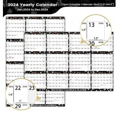 Dry Erase Calendar 2024 - 2024년 1월 - 2024년 12월, 34.8' × 22.8' 연간 벽 달력, 지울 수 있는 벽 달력 2024, 벽용 Dry Erase 달력, 양면 수평 양면 가능