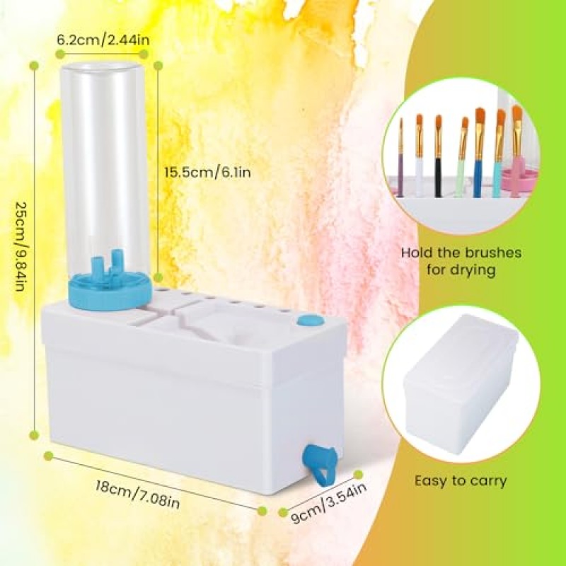 페인트 브러시 클리너, 업그레이드된 4-in-1 페인팅 용품, 팔레트가 포함된 페인트 브러시 홀더, 아크릴, 수채화 및 수성 페인트용 브러시 린저, 페인트 트레이가 포함된 드로잉 및 미술 용품(파란색)