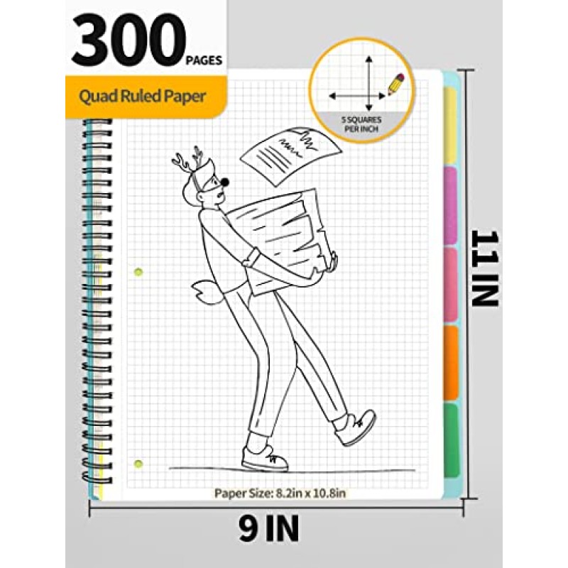 SUNEE 그래프 용지 노트 - 300페이지, 주제 5개, 8.2