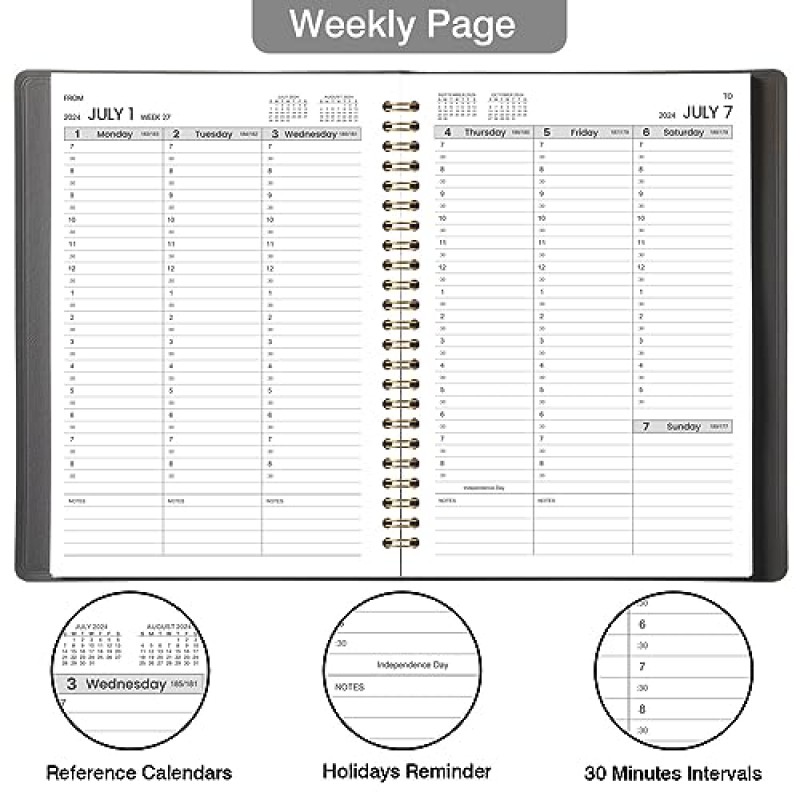 2024 주간 약속 장부/플래너 - 2024 일일 시간별 플래너, 2024년 1월 - 2024년 12월, 8.6