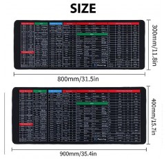데스크 매트 퀵 키 초대형 미끄럼 방지 키보드 패드 - 사무용 소프트웨어 단축키 패턴 포함, 확장형 대형 마우스 패드, 키보드 마우스 매트 컴퓨터, 미끄럼 방지 고무 베이스 마우스 패드(11.8 * 31.5인치)