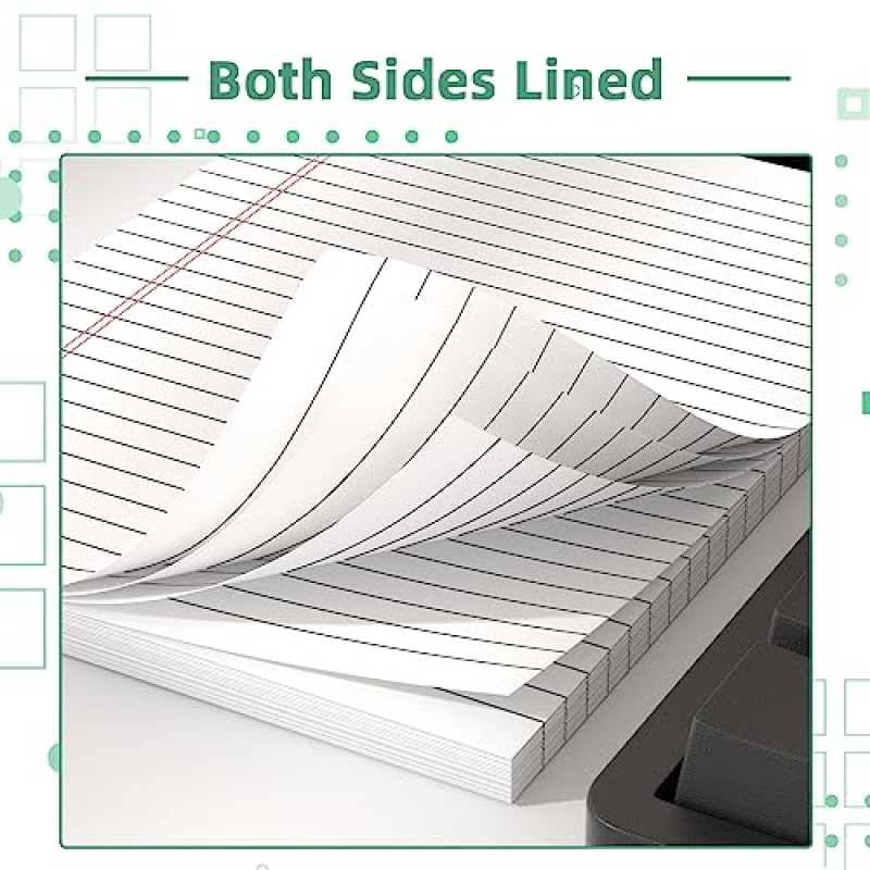 법적 패드 5×8인치 메모장, 12팩 노트 패드 대학 괘선 업무용 천공 메모 패드 매일 메모 작성 목록, 줄이 있는 쓰기 패드 메모 리필 사무실 홈 스쿨용 메모장, 30매/패드