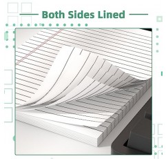 법적 패드 5×8인치 메모장, 12팩 노트 패드 대학 괘선 업무용 천공 메모 패드 매일 메모 작성 목록, 줄이 있는 쓰기 패드 메모 리필 사무실 홈 스쿨용 메모장, 30매/패드