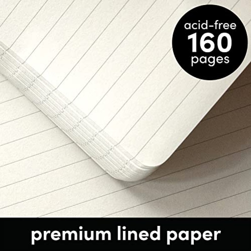 PAPERAGE Lined Journal Notebooks, 3팩, (버건디, 라이트 그레이, 네이비), 160페이지, 중간 5.7인치 x 8인치 - 100GSM 두꺼운 종이, 하드커버