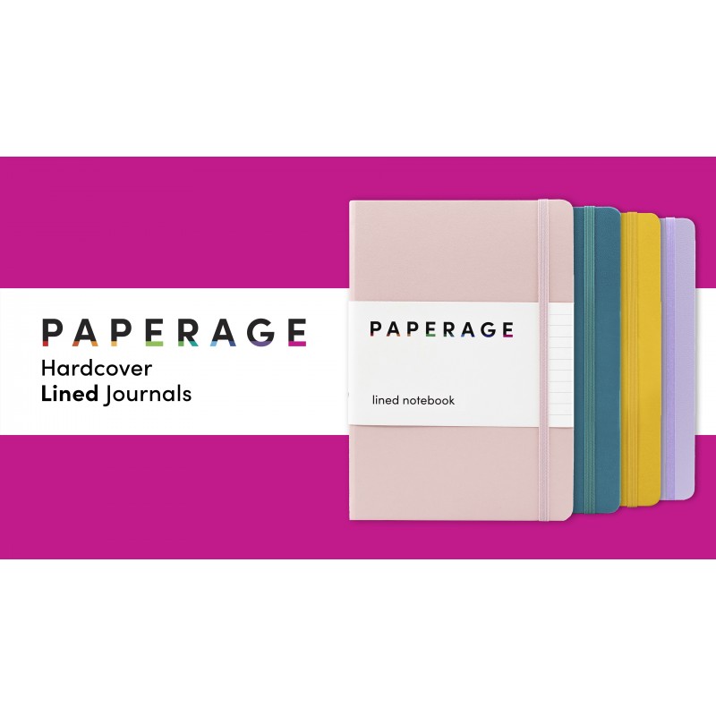 PAPERAGE Lined Journal Notebooks, 3팩, (버건디, 라이트 그레이, 네이비), 160페이지, 중간 5.7인치 x 8인치 - 100GSM 두꺼운 종이, 하드커버