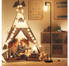 거실용 Ziisee 플로어 램프 - 유리 전등갓이 있는 스탠딩 램프, LED 전구가 있는 현대적인 플로어 램프, 침실용 밝은 산업용 플로어 램프, 사무실용 검은색 대형 램프(전구 포함)