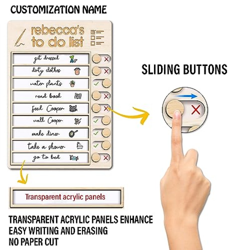 아들과 딸을 위한 맞춤형 일정 휴대용 루틴 체크리스트, 재사용 가능한 체크리스트 보드, 일일 할 일 목록, 휴대용 집안일 차트, 작업 관리 시리즈 01