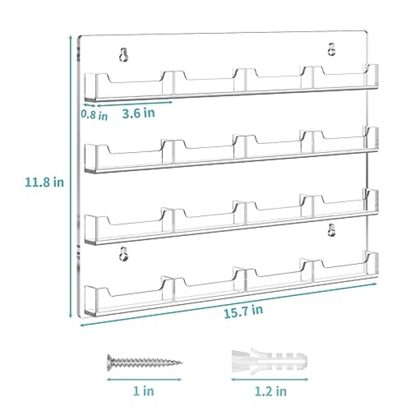 HIIMIEI 명함 홀더 벽 마운트, 벽용 명함 홀더, 16 포켓 사무실 리셉션 상점 무역 박람회용 아크릴 벽 카드 홀더