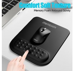 memzuoix 손목 받침대를 지원하는 검정색 인체공학적 마우스 패드, 통증 완화를 위한 프리미엄 메모리 폼 쿠셔닝, 안정적이고 부드러운 제어를 위한 미끄럼 방지 PU 베이스 - 노트북, 컴퓨터 및 홈 오피스에 적합