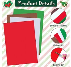 Fuutreo 크리스마스 컬러 카드 용지 8.3 x 11.7' A4 4색 휴일 카드 용지 키트 가위 수채화 브러시 마커 예술용 접착 점 DIY 공예 장식(180GSM)(150매)