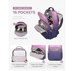 여성용 LOVEVOOK 노트북 백팩 지갑, 업무용 비즈니스 여행용 컴퓨터 가방, 여성용 교사 간호사 백팩, USB 포트가 있는 퀼트 캐주얼 대학 데이팟, 15.6인치 노트북에 적합, 그라데이션