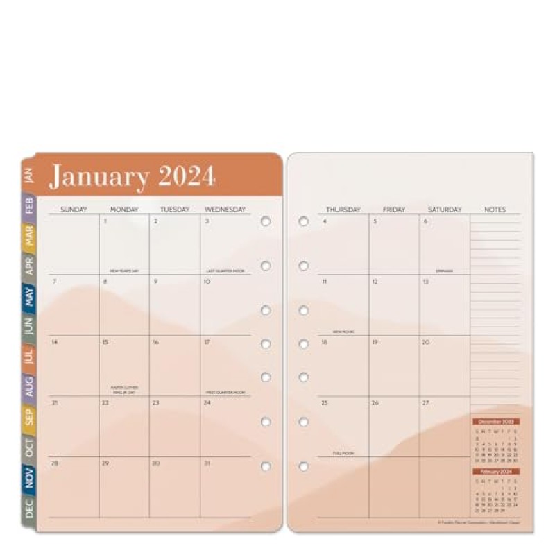 FranklinCovey - Wanderlust 하루 2페이지 Ring-Bound Planner(클래식, 2024년 1월 - 2024년 12월)