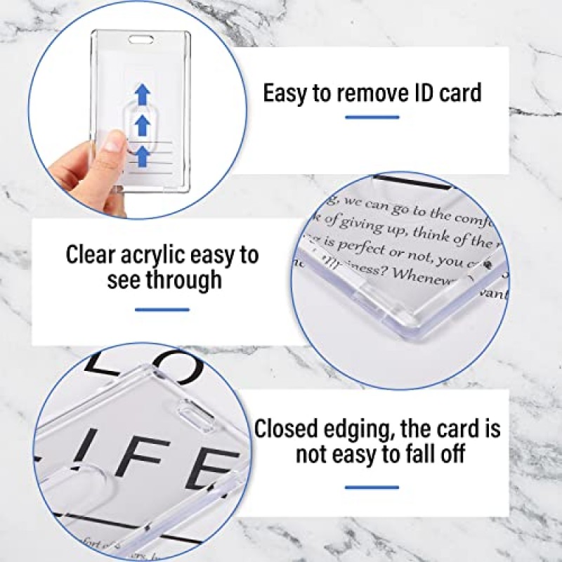 아크릴 카드 소지자 명확한 ID 카드 소지자 헤비 듀티 카드 소지자 플라스틱 카드 보호 커버 투명 배지 보호기 수직 사무용 제품(90개)