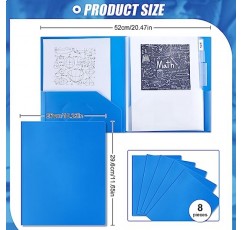 Colarr 8 Pcs 10 포켓 파일 폴더 문자 크기 플라스틱 종이 프로젝트 문서 주최자 멀티 포켓 파일링 폴더 학교 사무실 홈을위한 견고한 안티 눈물 (파란색)