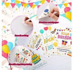 Qeeenar 120 직원 생일 카드 세트 봉투 및 스티커가 포함된 비즈니스 감사 카드 기념일 작업 카드 동료 기념일 인사말 카드 대량 사무용품 선물(생일 카드)