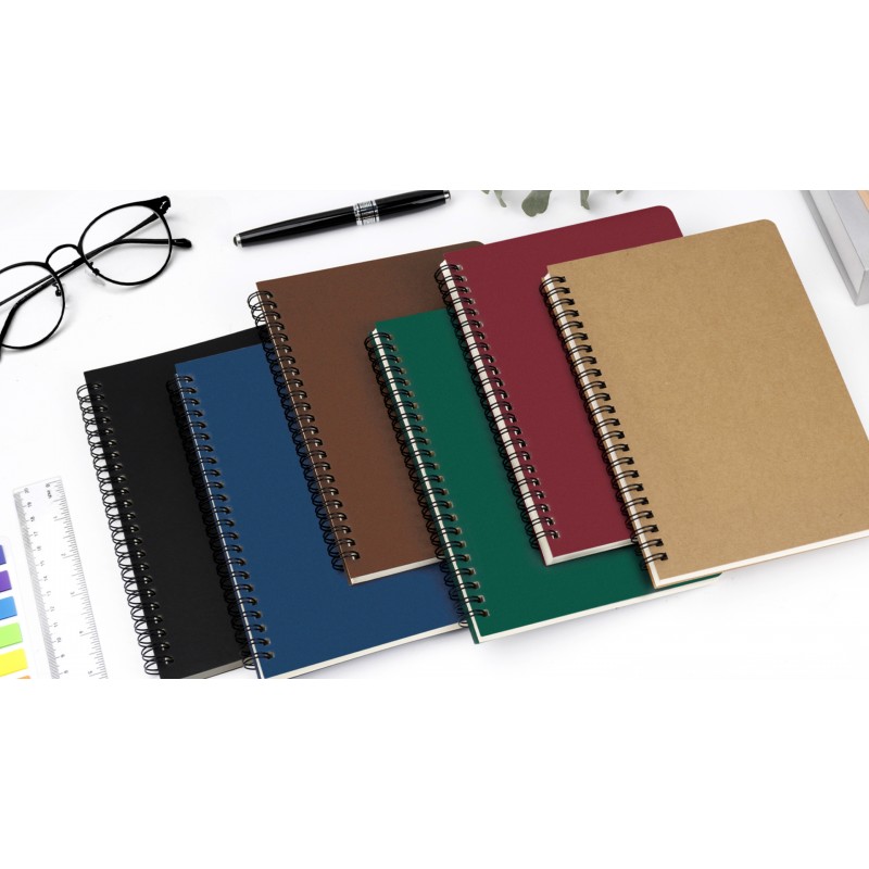 Dynta Spiral Notebooks A5 줄 지어 5Pcs 대학 통치 저널 업무, 연구, 메모 작성, 선물용 대량 두꺼운 종이 120 페이지/60 매 Kraft Brown