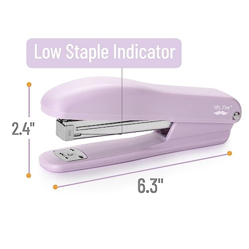 Mr. Pen- 책상용 스테이플러, 스테이플 200개 포함 2팩, 20매 용량, 보라색, 사무용 스테이플러, 책상 스테이플러, 스테이플러 포함 스테이플러, 교실용 스테이플러, 책상 스테이플러용 스테이플러