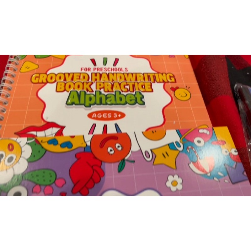 어린이를 위한 대형 마술 연습 카피북 유치원을 위한 재사용 가능한 필기 학습서 그루브 템플릿 디자인 및 3-8세 어린이를 위한 필기 보조 연습(펜이 포함된 책 4권)