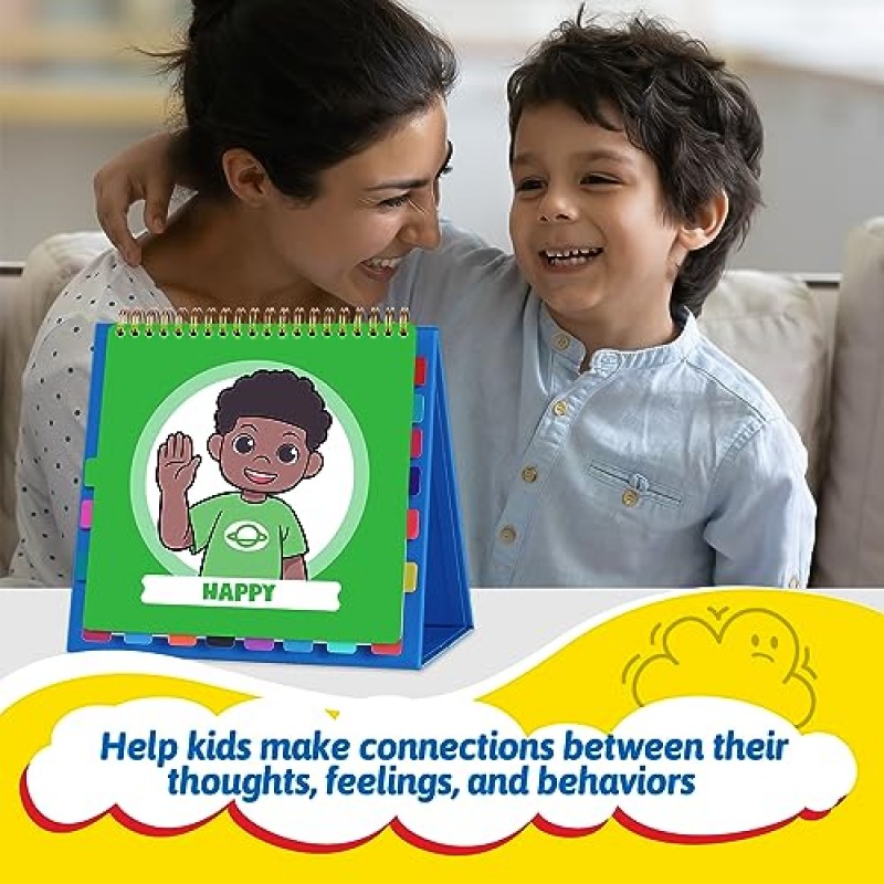 어린이를 위한 Torlam 감정 및 감정 책, 차분한 코너 용품, 사회적 감정 플립북 기분 감정 차트, 유아 자폐증 학습/교실 유치원을 위한 ADHD 도구