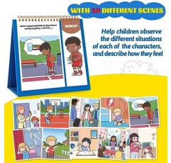 어린이를 위한 Torlam 감정 및 감정 책, 차분한 코너 용품, 사회적 감정 플립북 기분 감정 차트, 유아 자폐증 학습/교실 유치원을 위한 ADHD 도구