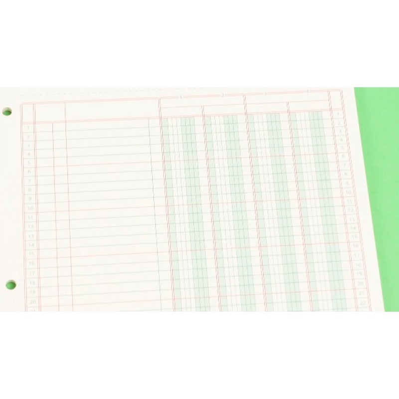 Fulmoon 5 팩 250매 4 컬럼 분석 패드, 8.5 x 11 인치 4 컬럼 원장 책 종이 회계 컬럼 패드 비즈니스용 3 홀 원장 패드, 50 매/팩, 단일 페이지 형식, 녹색