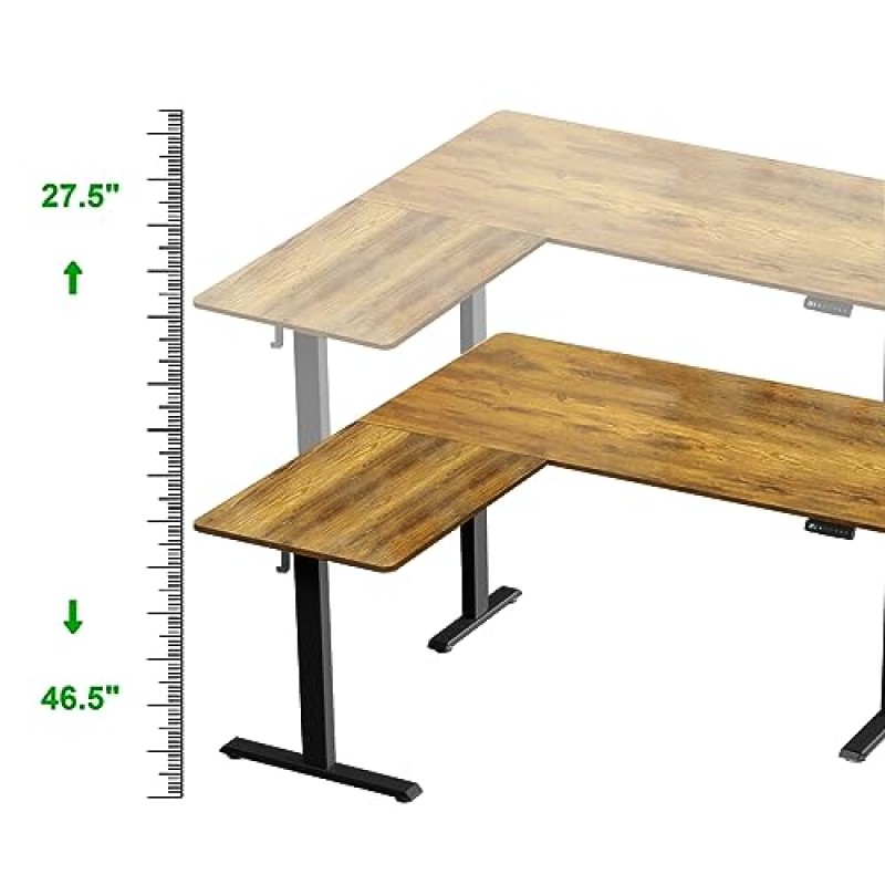 ExaDesk 업그레이드 버전 63*55 인치 L 모양의 전기 조절 가능한 높이 스탠딩 데스크, 코너 스탠드 업 데스크, 게임용 사무실 용 스탠드 컴퓨터 L 데스크
