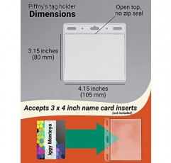 끈용 투명 플라스틱 ID 홀더 - 4 x 3인치 ID 이름 배지를 고정할 수 있는 상단 로드(4 x 3 가로 100팩)