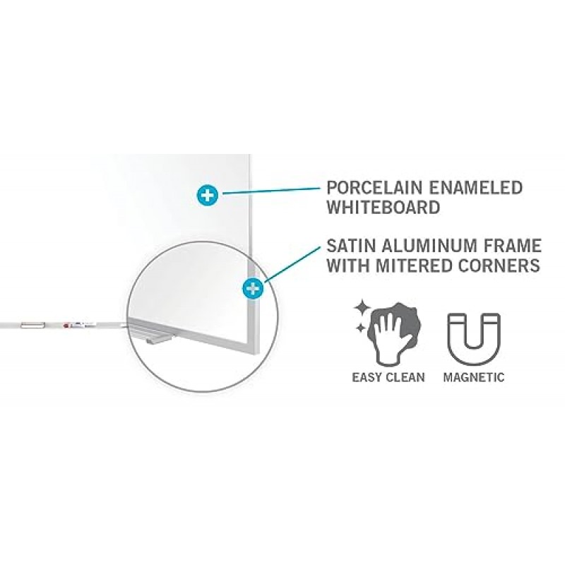 겐트 4 x 12 도자기 자석 화이트보드, 알루미늄 프레임, 마커 1개, 지우개 1개, 미국산, 조이너가 있는 보드 2개…