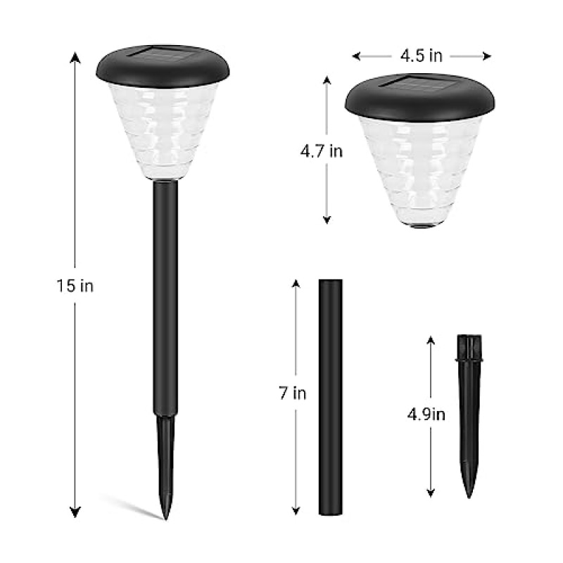 태양열 실외 조명 4 팩, 색상 변경 + 따뜻한 LED 태양열 통로 조명, 방수 태양열 조명 야외, 산책로 경로에 대한 태양열 전원 정원 조명 파티오 야드 잔디 진입로 조경 장식