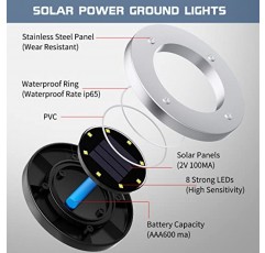 Ofheire 태양광 지상 실외 조명, 12팩 8 LED 태양광 정원 조명, 디스크 조명 파티오 통로용 방수 조경 조명 잔디밭 갑판 진입로 산책로