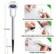 Gorrzai 태양광 통로 조명 10팩 태양광 실외 조명, Led 방수 태양열 구동 마당 산책로 조명 경로, 조경, 잔디밭, 진입로, 뒷마당(차가운 흰색)을 위한 스테인레스 스틸 정원 스테이크