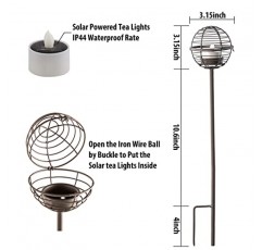 태양열 통로 조명 야외, 깜박이는 태양열 차 조명이있는 녹 철 공 캔들 홀더 스테이크, 마당 잔디 파티오 조경 장식 외부 -4 팩을위한 완벽한 장식 정원 조명