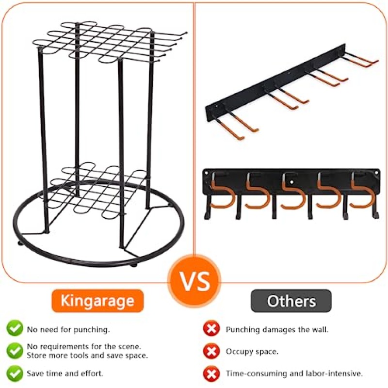 차고 보관함, 도구 보관 랙, 차고 정리, 최대 40개의 긴 손잡이 도구 정리, 차고용 야드 도구 홀더 정리함, 정원, 창고 보관 정리, 튼튼한 강철, 검정색