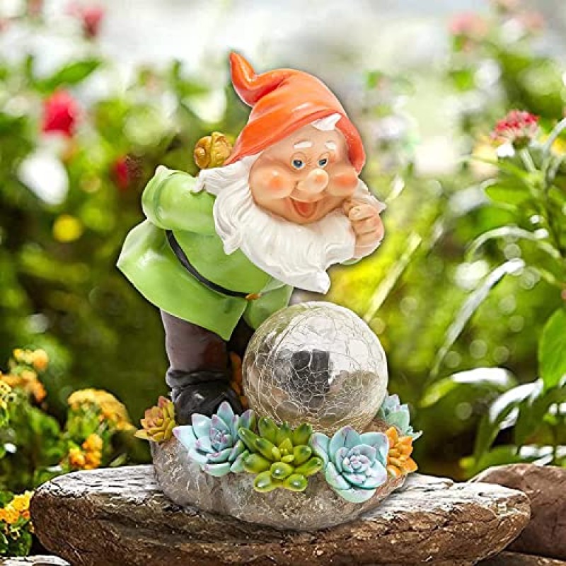 Pearlstar Garden Gnomes 밝은 태양 빛을 가진 잔디밭 그놈 정원을 위한 훌륭한 추가 외부 파티오 잔디밭을 위한 태양열 전원 정원 그놈 크리스마스 장식 선물…