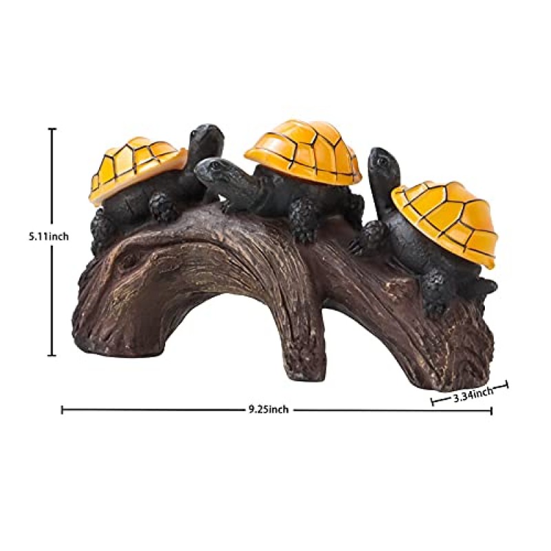 Pearlstar 태양 야외 동상 거북이 로그 마당 장식, 방수 입상 빛 정원 장식 안뜰, 뒷마당, 엄마를위한 선물 할머니 연인을위한 잔디 장식품