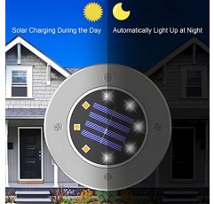 ONSTUY 태양광 야외 조명, 12 LED 정원 태양광 조명 야외 방수 태양광 통로 조명 밝은 지상 조명 잔디밭, 파티오, 진입로, 계단, 8 팩(백색광)을 위한 야외 조명 장식