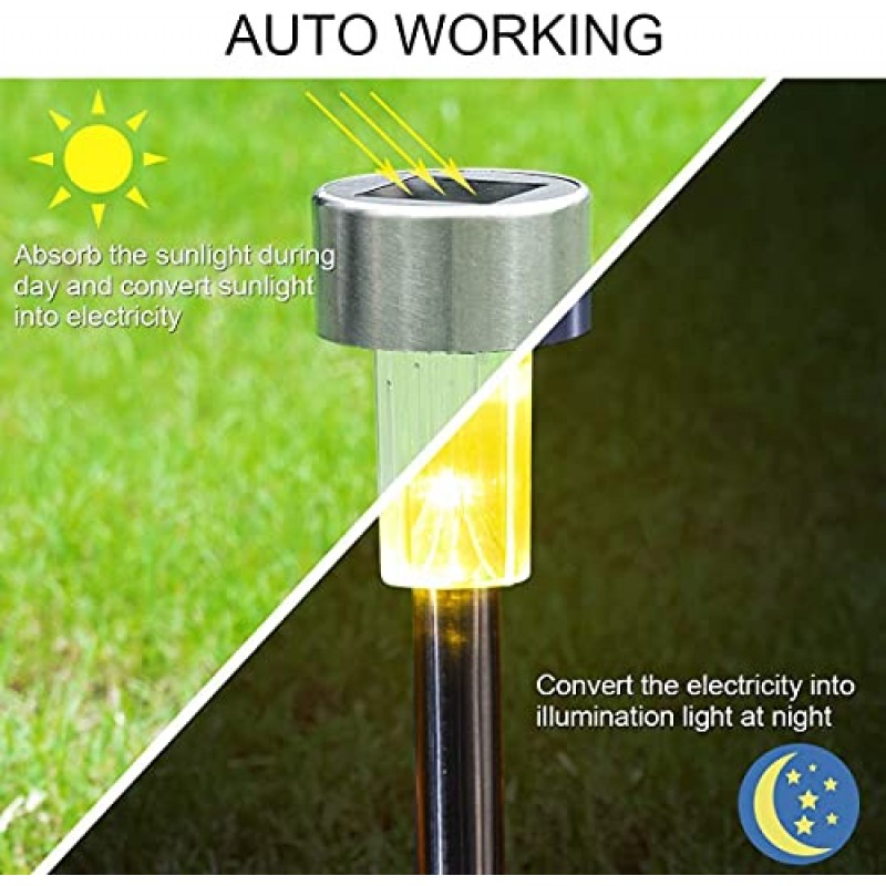 Sowsun 태양광 통로 조명 야외, 통로, 잔디, 안뜰, 마당, 경로, 산책로 장식-12 팩(따뜻한 흰색)을 위한 태양광 발전 조경 정원 조명