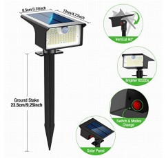 nipify 태양광 스폿 조명 실외 모션 센서, [6팩/62 LED]3가지 모드 태양광 풍경 스포트라이트 실외 방수, 2-in-1 태양광 조명 마당 정원 파티오 통로용 실외 벽 조명, 쿨 화이트