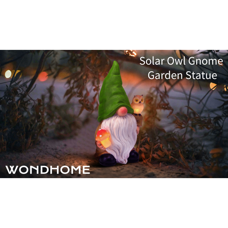 WONDHOME 정원 그놈 동상 삽 태양 격언 동상 랜턴 LED 야외 장식 조명, 테라스 수지 안뜰 잔디 파티오 베란다 장식 크리스마스 집들이 선물, 빨간 모자 …