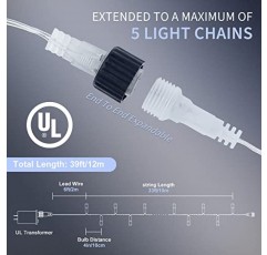 oopswow LED 스트링 조명(흰색), 실내 및 실외 파티를 위한 8가지 모드가 있는 요정 스트링 조명 100LED 플러그 웨딩 홈 파티오 잔디 정원 크리스마스 용품-화이트