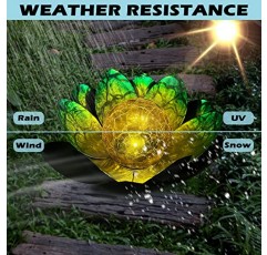 Montex 2 팩 태양 광 조명 야외 정원 장식 LED Crackle Globe 유리 금속 연꽃 방수 금속 꽃 조명 파티오, 잔디, 파란색