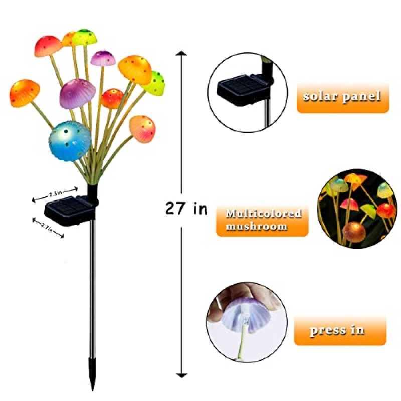 Morestar 태양열 실외 조명 버섯 정원 장식, 2 팩 24 LED 태양열 버섯 조명 방수, 태양열 장식 정원 스테이크 조명, 엄마를위한 원예 선물 마당 아트 파티오 잔디 29.99 외부